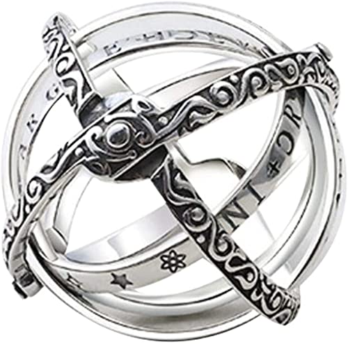 Paarringe sphärischen Ring Öffner Ring Astronomischer Ring Vintage Science Schmuck Ehering for Männer Ringe Ringe (Farbe : Silver, Größe : 11) Cover