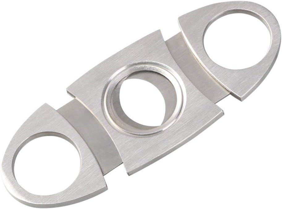 Vicloon Cigar Cutter Twin Stainless Steel, Double Blade Guillotine Scissors, Pocket Cigar Tool, Silver