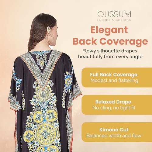 Image of Oussum Women Long Maxi Plus Size Polyester Kaftan Gown, Womens Kaftan Dresses Lounge Resort Wear, Plus Size Kaftan