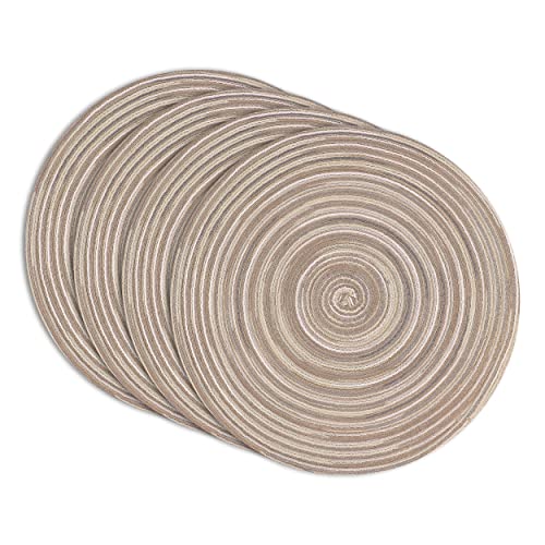 Myhomebody Round Woven Placemats, 4Pcs, 14.8" Braided Woven Placemats, Attractive Kitchen Décor Place Mats | Round Placemats As Table Mat | Neutral Blend, Set Of 4 #TOP16