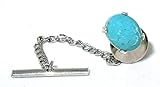 Sterling Silver Oval 10x8 Sleeping Beauty Turquoise Gemstone Cab Gem Tie Tack