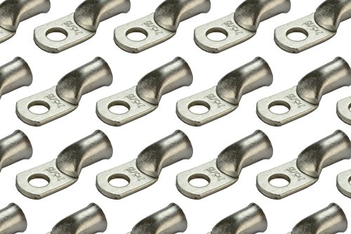 Temco 25 Pack Tinned Copper Welding Battery Cable Ends, Lugs Terminal 2 Awg 5/16" Hole - Marine Grade (6 Awg To 1/0 Awg Options Available) #TOP2