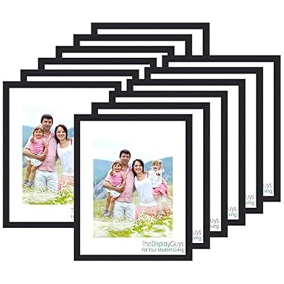 The Display Guys - Black Wooden Square Profile Picture Frame With Mat - Wall Mounting - Tabletop Display - 16" x 20" - Value 12-Pack