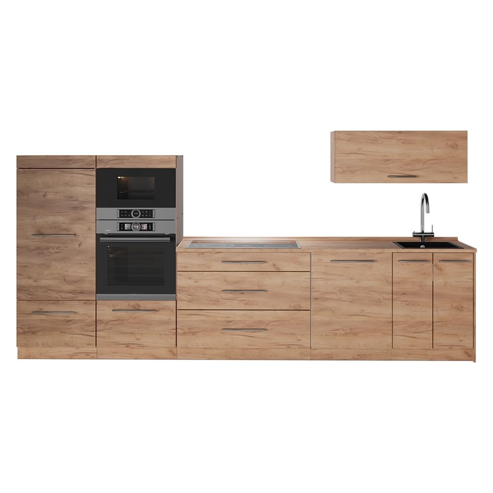 Vicco Zabudowa kuchenna "Fame-Line", Dąb goldkraft/Dąb goldkraft, 340 cm