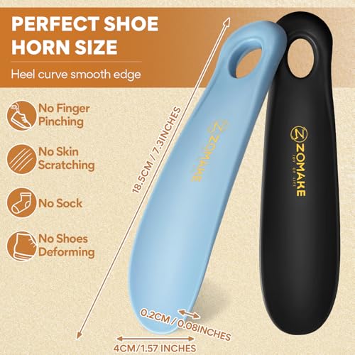 ZOMAKE Plastic Shoe Horn for Kids Men Women,Travel Small ShoeHorn Size,Portable Shoe Spoon Boot Horn Helper 7.3''2