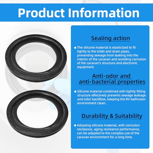 Image of 5Pcs 385311658 RV Toilet Seal Replacement with Gloves for Dometic 300 /310 /320, Rubber Flush Ball Seal Gasket for Solve Toilet Leakage and Stink