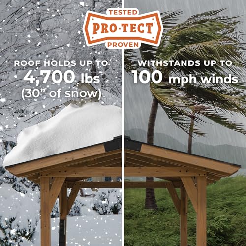 Backyard Discovery Granada 10' x 9' Cedar Wood BBQ Grill Gazebo Pavilion with Hardtop Galvanized Steel Roof, Bar Tops, Powerport, Snow Support, Wind Resistance, Cook Station for Outdoor Patio or Deck - image 4