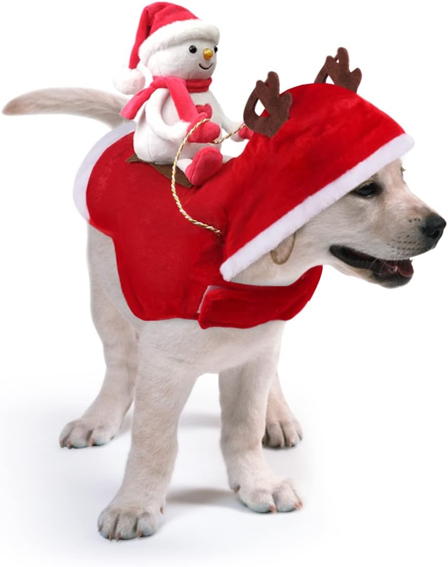 Idepet Disfraz de muñeco de nieve para perro abrigo para cosplay de Navidad chaleco con capucha de invierno ropa de Papá Noel para decoración de Idepet Disfraz de muñeco de nieve para perro abrigo para cosplay de Navidad chaleco con capucha de invierno ropa de Papá Noel para decoración de