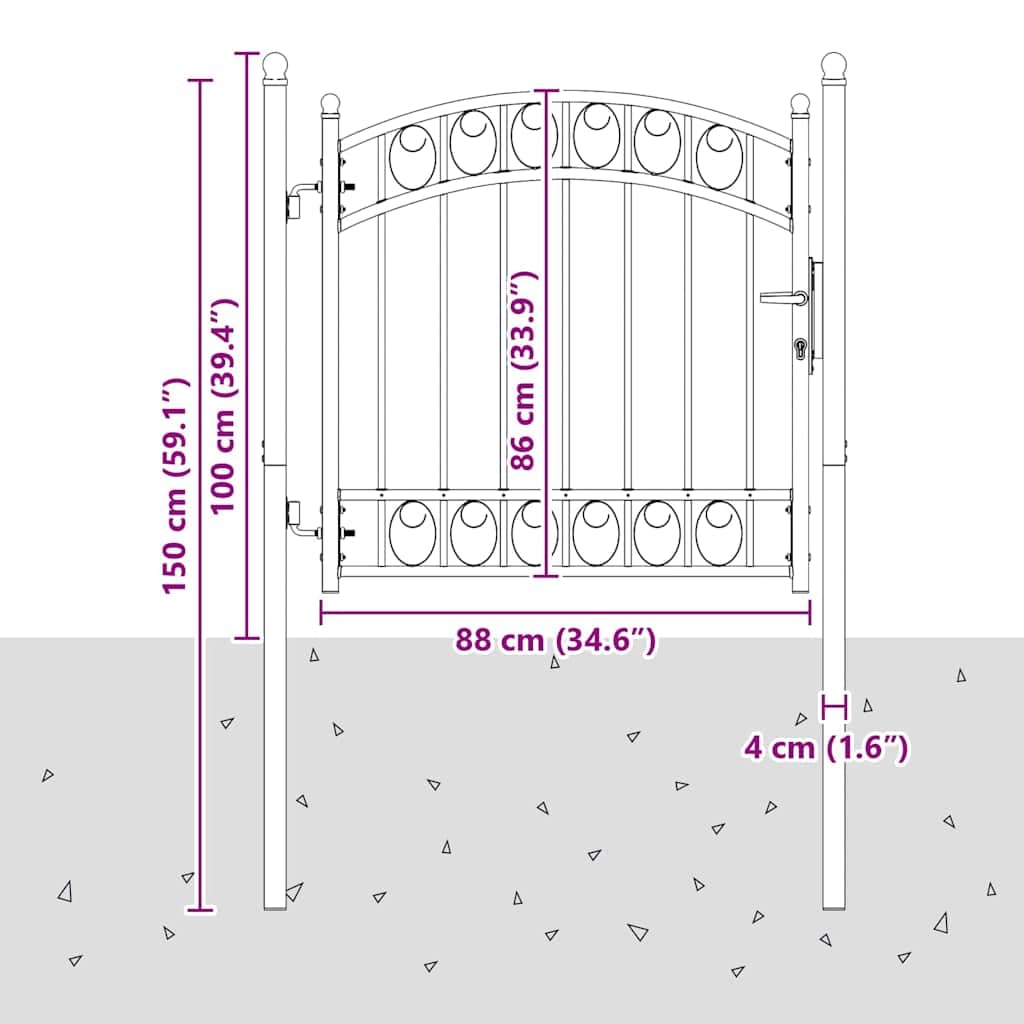 vidaXL Cancello per recinzione EMMEN 100 x 100 cm, Sicurezza per Giardino e Terrazza, Cancello in Acciaio Moderno, Barriera Resistente, Montaggio Facile