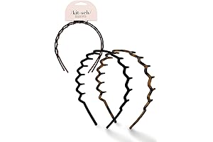 Kitsch Zig Zag Recycled Plastic Headbands for Women | 2-pack Black & Tort