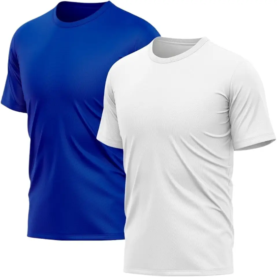 Kit 2 Camisetas Manga Curta Proteção Solar UV Piscina Praia(1 Branco, 1 Azul Royal,M)