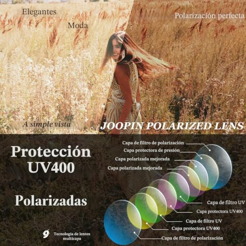 Miniatura 5 de Joopin 2 Pares Gafas Sol Polarizadas Mujer Grandes De Moda Protección Uv400 Para Conducir Playa Negras Y Marrones Oculos De Sol Mulher