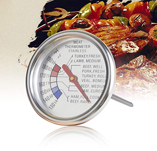 Aveloki Roasting Meat Thermometer T729E,Stainless Steel Classic Fry Meat Thermometer,Silver Easy-Read Face for BBQ Household