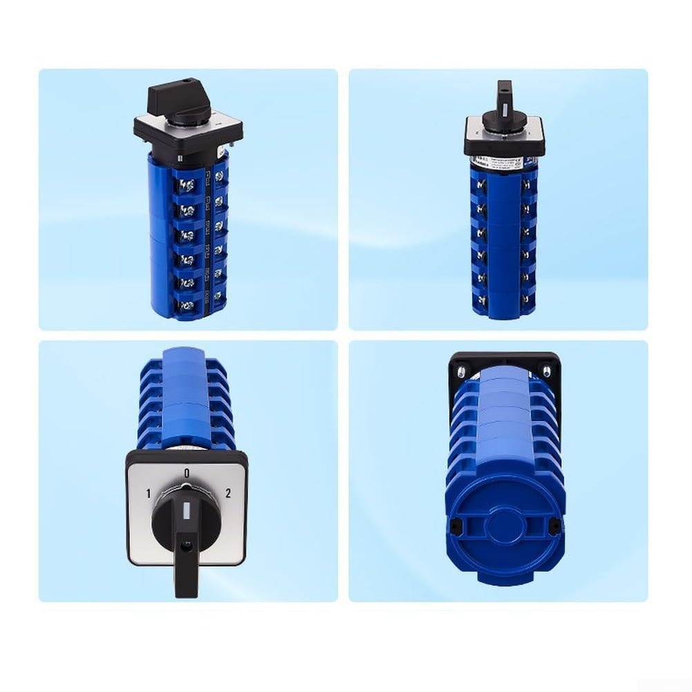 Interrupteur rotatif 63 A 3 positions 1-0-2 63 A contacts cuivre alliage argenté commutateur de charge 63 A pour machines industrielles automatisation sélecteur 63 A CA 440 V CC 240 V 6 bornes