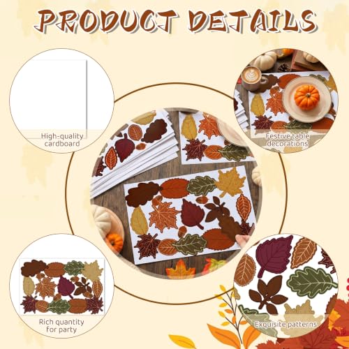 Tiangrid 24 Sets Fall Leaf Placemats Craft Kit 16.5x11 Inch Harvest Maple Leaves Give Thanks Decorative Paper Table Mats for Autumn Home Dinner Holiday Thanksgiving Party Supplies - Image 3
