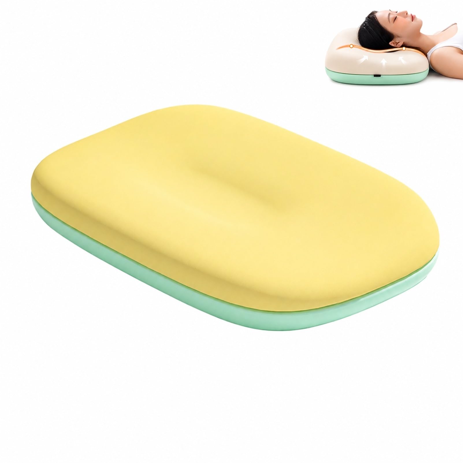 Cervical Neck Support Cushion For Sleeping, Memory Foam Contour Bed Support For Side And Back Sleepers, Ergonomic Slow Rebound Design With Removable Washable Cover(Yellow)