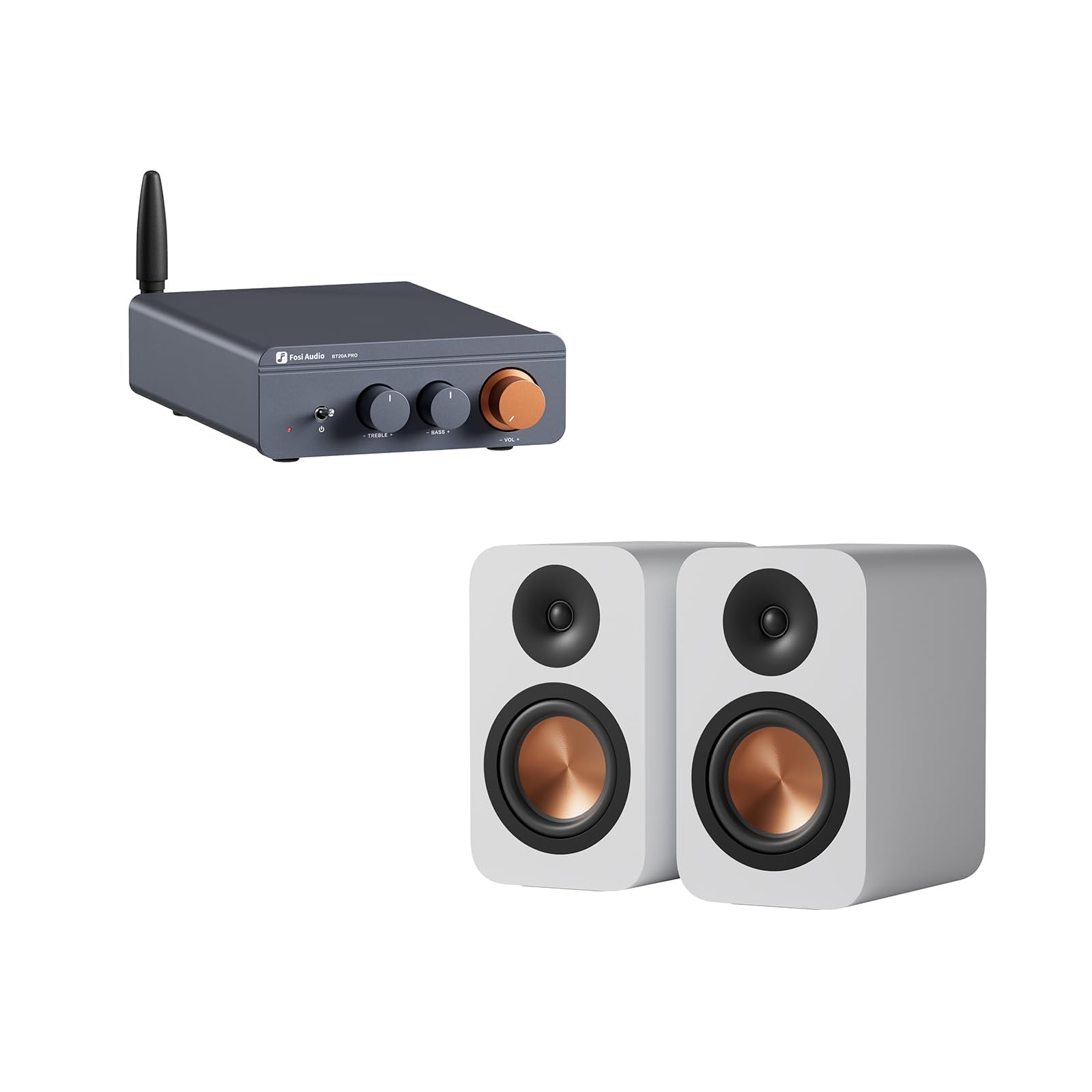 Fosi Audio BT20A Pro Amplificador HiFi+Fosi Audio SP601 Altavoces de Estantería