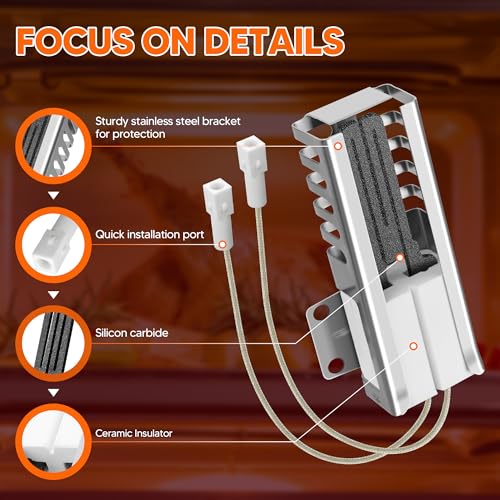 Image of DG94-01012A Oven Igniter for Samsung NX58 Gas Range | Silicon carbide heating element,120V,direct OEM replacement,fits NX58M /K /H /J series gas bake ovens