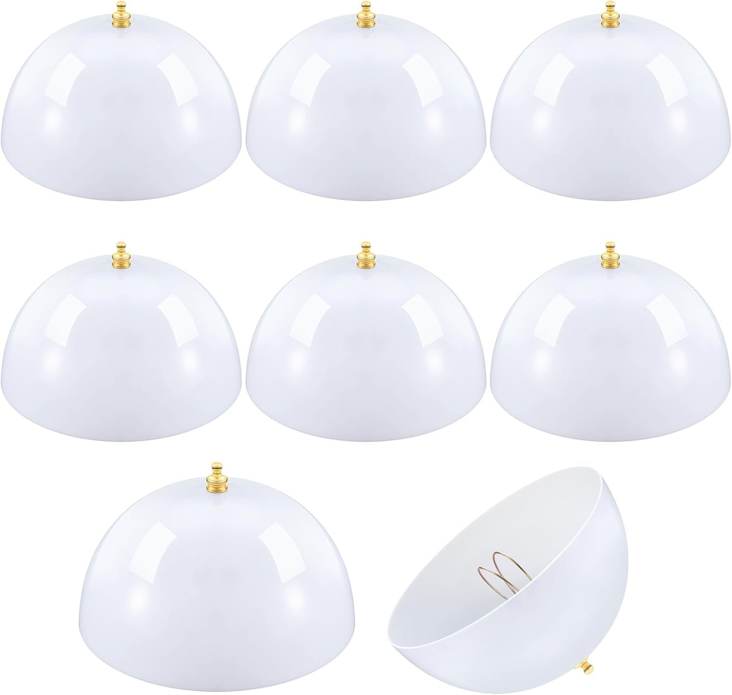 Marsui 6 Pcs Clip-on Dome Shade for a -type Bulb Light Cover 7 5/8" Diameter x 4 1/10" Height Lamp Shades Location Fixtures for Home Indoor White Finish (Classic,Gold Clip)