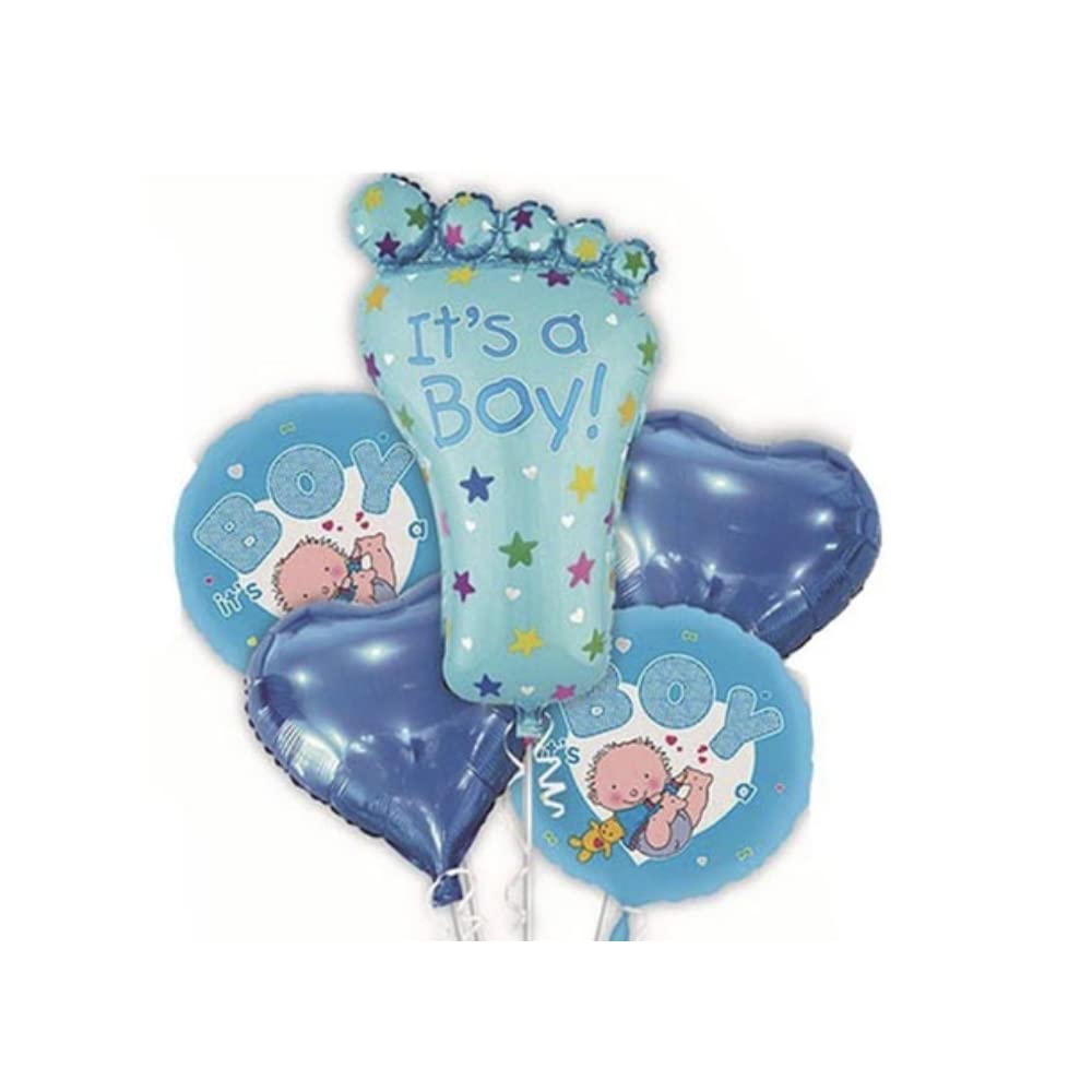 5 Pack It's A Boy Balloons Blue Baby Gender Reveal Party Balloon