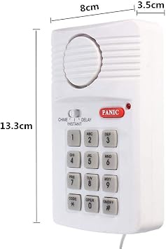 Wireless Home Security Burglar Alarm Garage Shed Caravan Defender with Keypad, Fit for Door Window, Powered by 3 x AA Battery (Not Included)