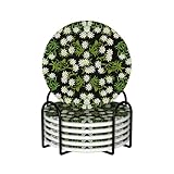 ❤ Taille idéale - Ces dessous de verre ronds standard mesurent 10,3 cm de diamètre et 0,76 cm d'épaisseur. Ils conviennent à tous les verres et tasses courants. Lot de 6 dessous de verre, support en métal noir inclus. Lorsqu'ils ne sont pas utilisés, vous pouvez les placer directement dans leur support pour une maison plus ordonnée.