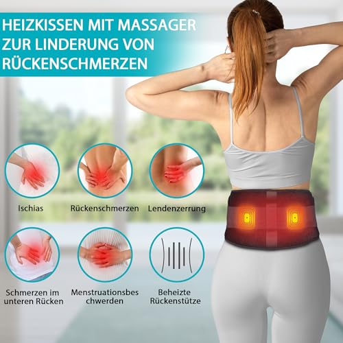 Bestek Fascia Massaggio Lombare Riscaldante Cintura Riscaldante Con 3 Livelli Di Temperatura E Massaggio A Vibrazione–Termoforo Elettrico Con Spegnimento Automatico Per Schiena, Spalle E Addome - 3