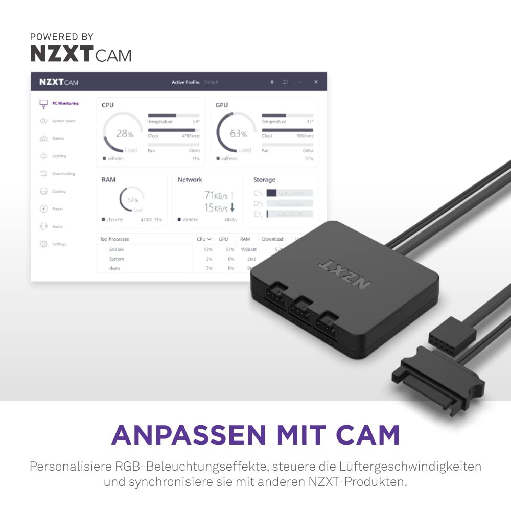 Nzxt F140 RGB Duo - 140mm doppelseitiger RGB-Lüfter – 20 einzeln adressierbare LEDs – Ausgeglichener Airflow und statischer Druck – Fluiddynamisches Lager – Weiß – Bild 8