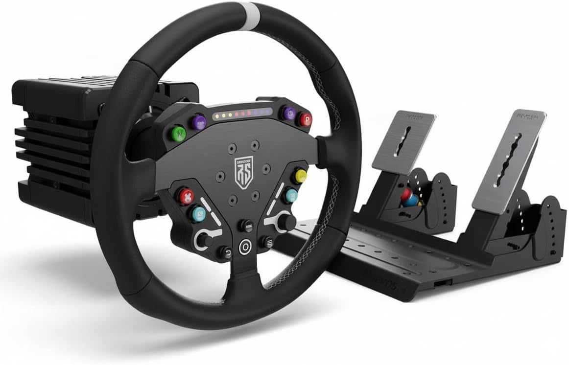 Pack Simulation RS PURE Volant GT, Base DD 9Nm et Pédalier de Précision Load Cell, Setup Complet pour Course sur PC, Immersion et Performance. Toutes fixations incluses - PCRSPUREPACK3