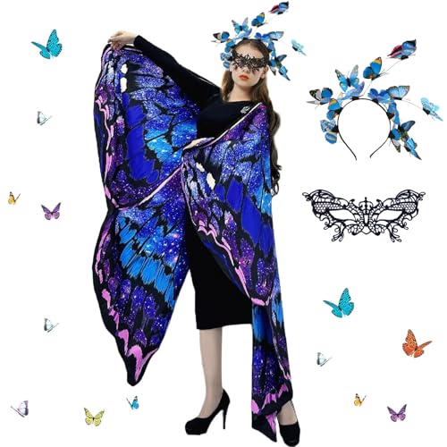 Disfarce de borboleta para mulher, capa de borboleta, asas de borboleta, para adultos, capa de borboleta, para Halloween, carnaval, festa