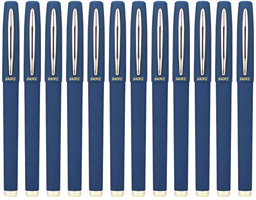 Baoke gel ink Roller Ball pen,fine point, 1.0mm/ 0.7mm/0.5mm 12 count large capacity special student examination office neutral pen (BLUE, 1.0)