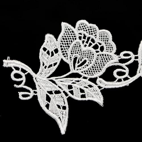 Floral Motifs Boho White Lace Applique Trim Sequins Flower Embroidery Applique Sewing Craft,2 Yards #TOP4