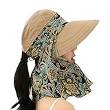 Fashion Multifunctional UPF 50+ UV Sun Protection Breathable Face Neck Flip Folding Sun Hat for Women (US, Alpha, One Size, Khaki)