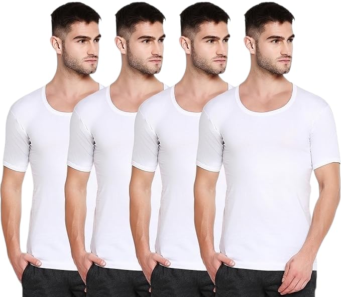 kothari Challenge Men's Vest, Half Sleeves, White, Cotton, Pack of 4-picture-39
