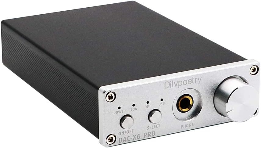 X6 Pro Mini DAC Digital Analog Converter Headphone Amplifier 24Bit/192kHz USB/Coaxial/Optical Stereo Audio Amp(Silver)