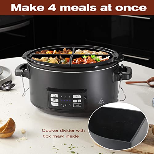 4 In 1 Slow Cooker Divider Liner Fits 6 Qt Crockpot, 4 Grids Silicone Crockpot Divider, Cooking Liner For Round And Oval Slow Cooker, Reusable/Leakproof/Bpa Free/Dishwasher - Black #TOP2