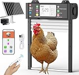 Automatic Chicken Coop Door, Solar Powered, Smart TUYA APP Controlled, 200ft WiFi Enabled, Anti Pinch, Auto Chicken Door with LCD Display, Light Sensor & Timer, 5 Modes