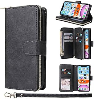 ZCDAYE Wallet Case for iPhone 11 Pro Max,Premium[Magnetic Closure][Zipper Pocket]Folio PU Leather Flip Case Cover with 9 Card Slots Kickstand for iPhone 11 Pro Max 6.5"-Rose Gold