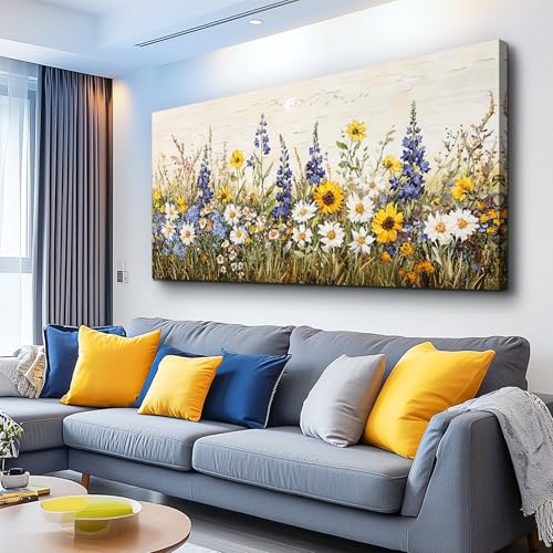 ERQINHUA Farmhouse Wall Decor For Living Room Large Canvas Wall Art For Bedroom Office Decorations Boho Wall Paintings Flowers Watercolour Pictures Printing Artwork Ready To Hang Home Decor 30"X60"