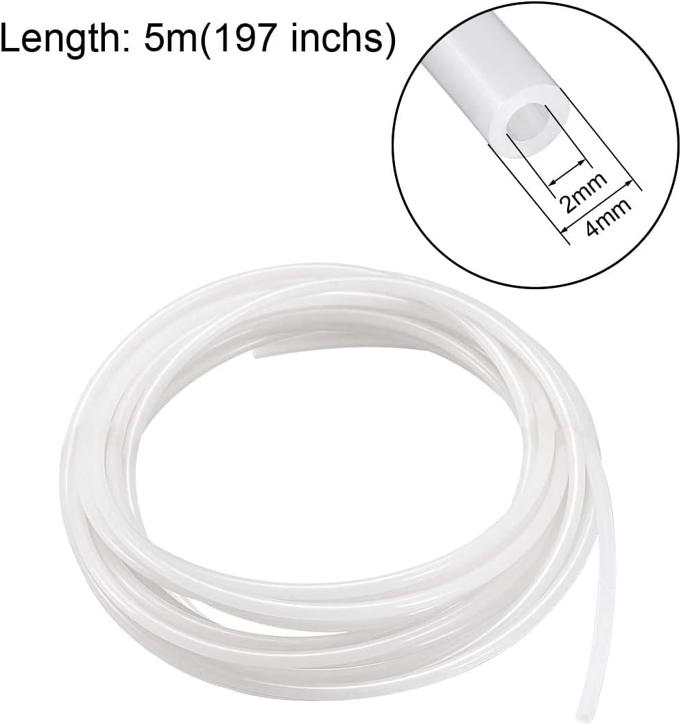Nylon Line Hose Tube, 2mm(0.07") ID x 4mm(0.15") OD 10m PA12 for Air Brake Fluid Transfer White