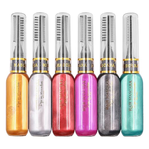 Alnicov 6 tizas para el Cabello de Colores, Color de Spray para el Cabello Lavable, Color de Cabello Brillante Temporal para Fiestas diarias, Cosplay (B)