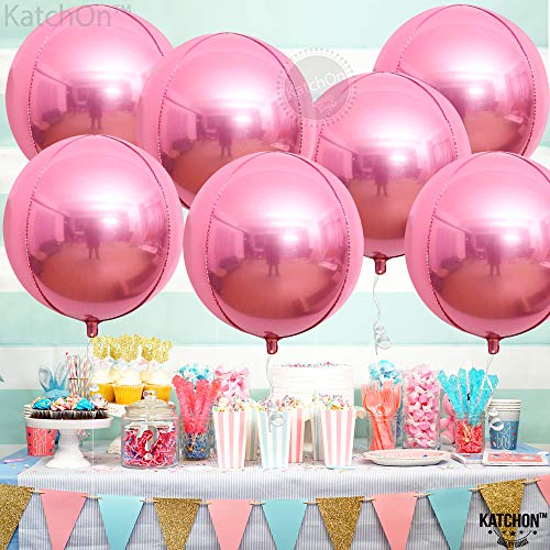 Katchon, Light Pink Foil Balloons - 22 Inch, Pack Of 6 | Big Pink Balloons, Pink Mylar Balloons | Cowboy Boot Balloon, Light Pink Party Decorations | Pink Metallic Balloon Pink Disco Party Decorations #TOP2