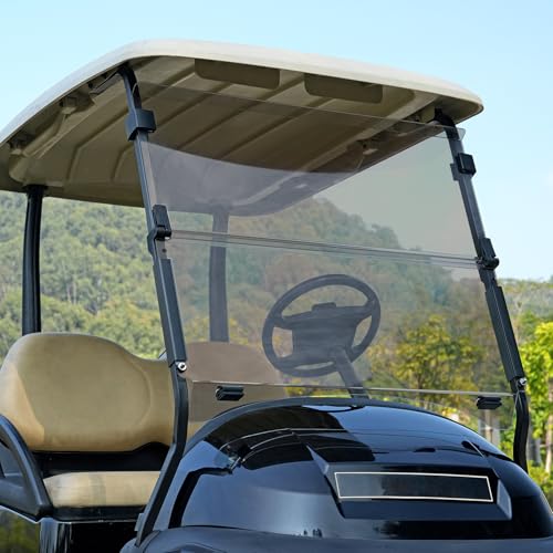 CartClan Club Car Precedent Tinted Windshield Golf Cart Windshiel for Club Car Precedent 2004+ 2017-UP Tempo&Onward Foldable Anti-UV & Impact Resistant