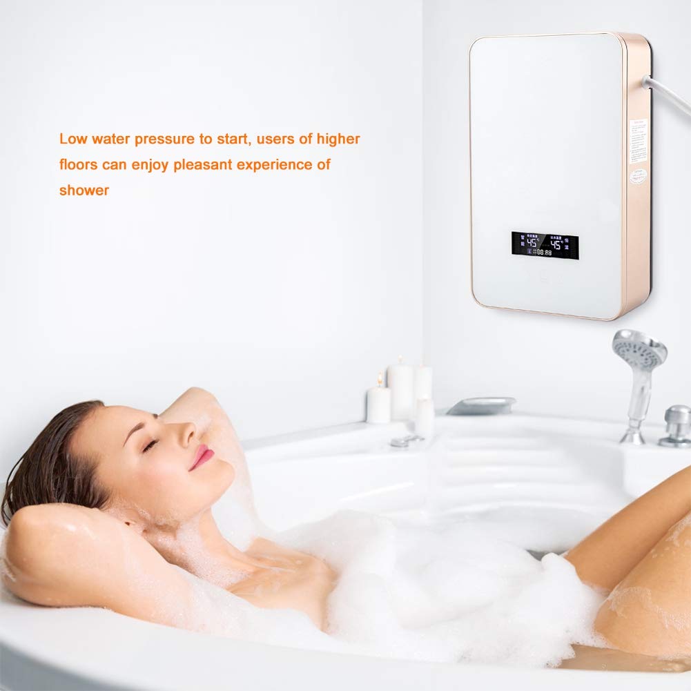 Calentador de Agua instantáneo, Pantalla LED 220V 8500W Sin Tanque Calentador de Agua eléctrico instantáneo Calentador de Agua de Ducha Control de Temperatura Constante(Blanco)