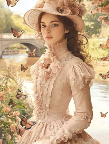 Diamond Painting femme Papillon 70x95cm | Kit Broderie Diamant Adulte
