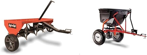 Agri-Fab 45-0299 48-Inch Tow Plug Aerator,Orange & Black,Large and 45-0463 130-Pound Tow Behind Broadcast Spreader , Black