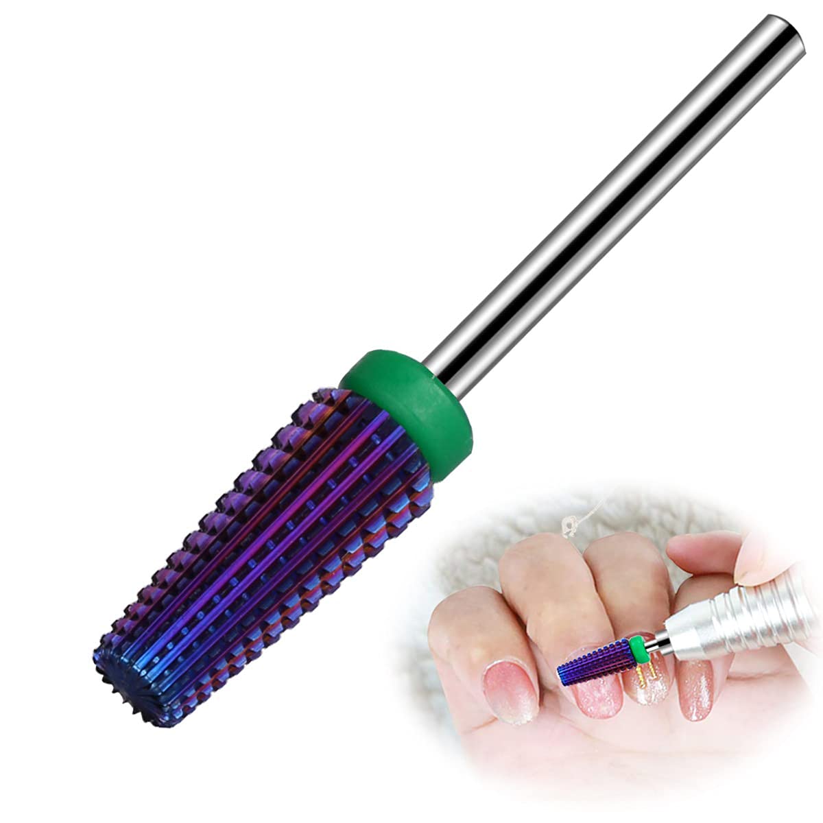KASTWAVE Tapered Shape Straight Cut Nail drill bit Multi-function Use for both Left and Right Handed, Professional Carbide Tungsten Steel bits for Acrylic Nail Gel Fast Remove (Coarse, Purple)