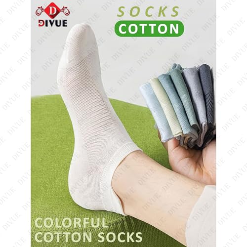 Image of DIVUE Ankle Length Socks for Men & Women | 5 Pair Unisex Multi Color Combo Pack | Cotton Rich, Breathable, Sweat Absorbent, Odor Resistant, Stretchable, Durable Multipurpose Sports, Gym & Casual Socks