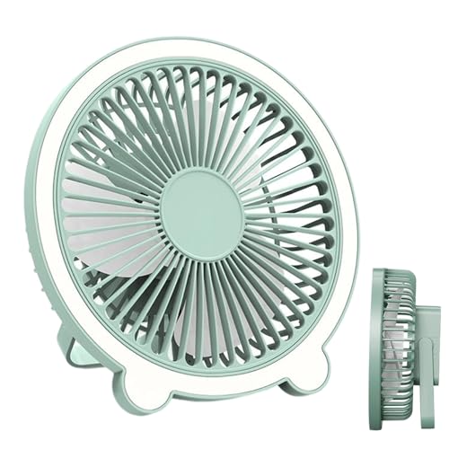 Ventilador de escritorio – Ventilador de escritorio silencioso portátil | Con luz nocturna y rotación 360° recargable para interior verano vacaciones
