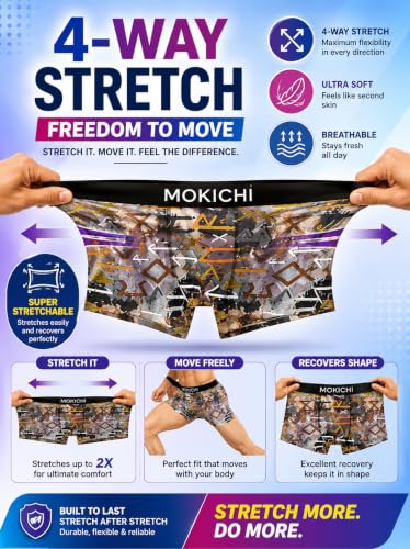 Image of Men's Boxer Briefs for Men, Stretchable Trunks Underwear, Soft Comfortable Fit, Breathable Mid-Rise Boxer Shorts, Assorted Solid & Printed Designs, Pack of 5